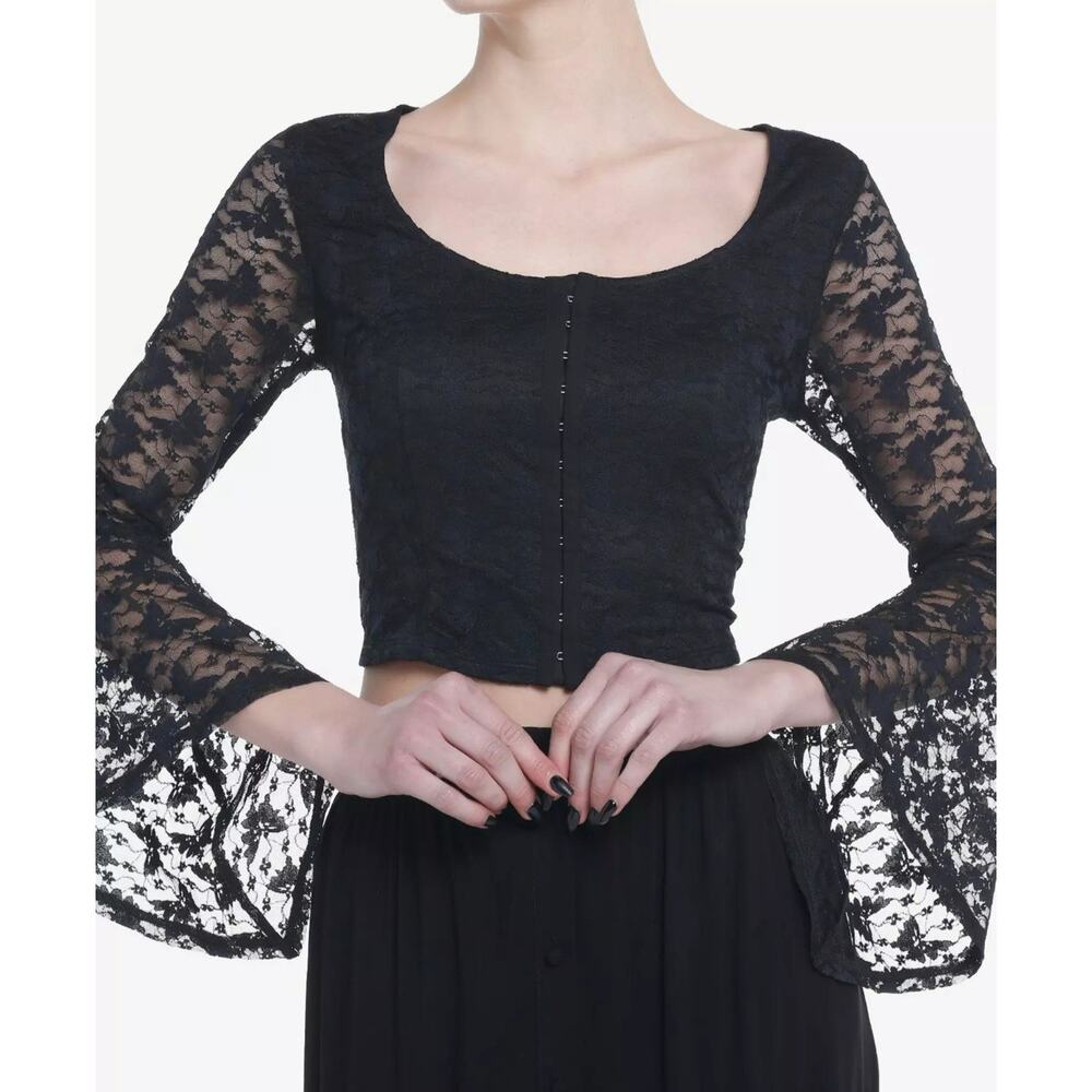 Cosmic Aura Black Butterfly Lace BellSleeve Top Med Goth Cosplay Fairy Grunge